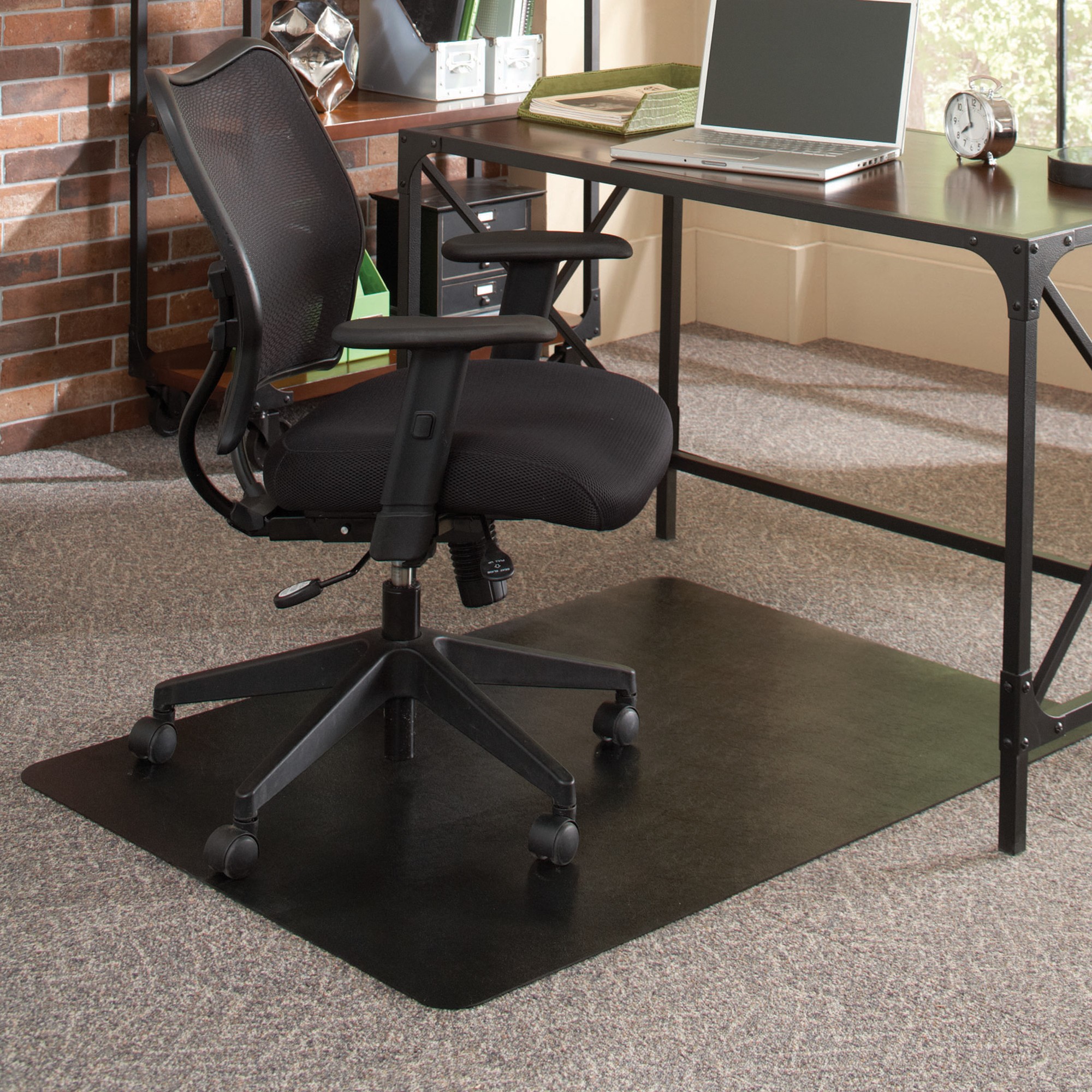 Aleco ES Robbins, Black Chair Mat for Low Pile Carpet, 36in.x48in., Length 48 in, Width 36 in, Material Vinyl, Model# 128013